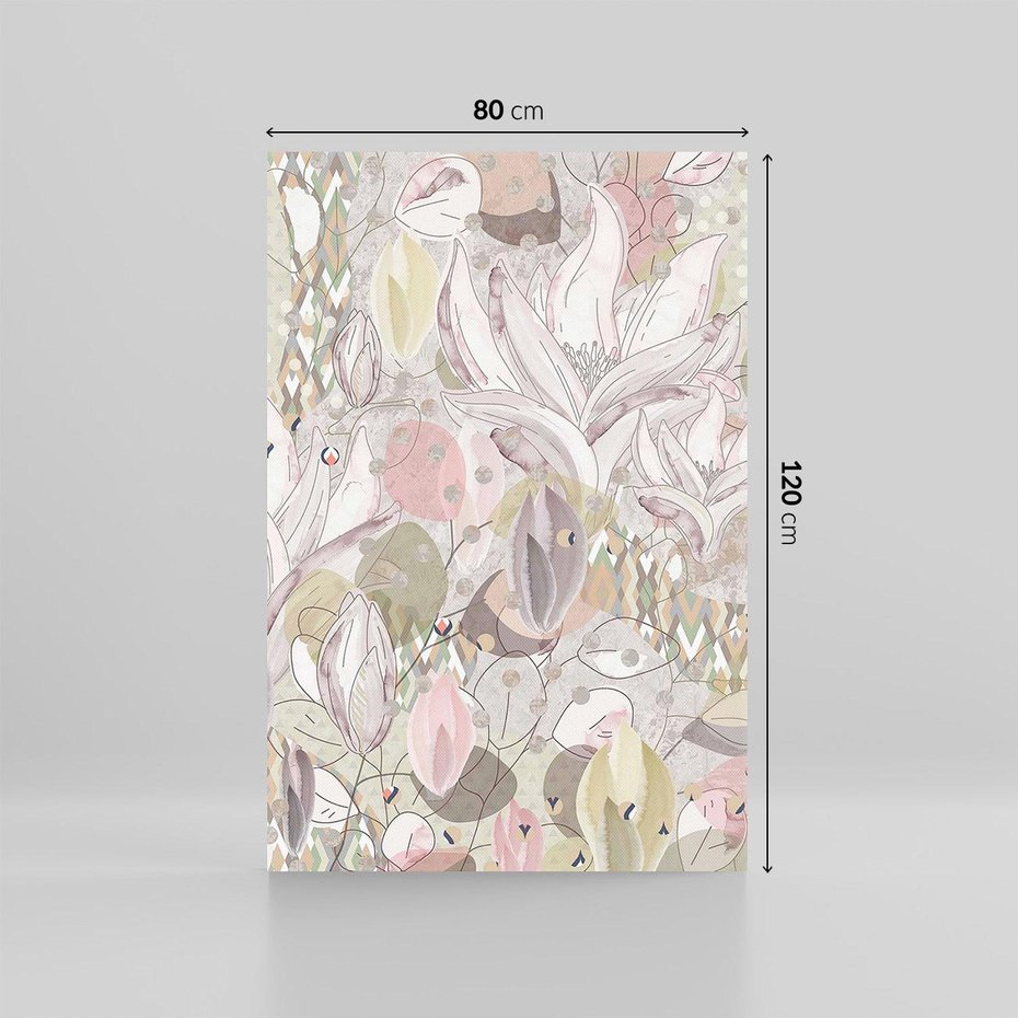 Obraz na płótnie 80x120 - Pejzaże zatajonej duszy - połączenie tekstur, roślinne motywy