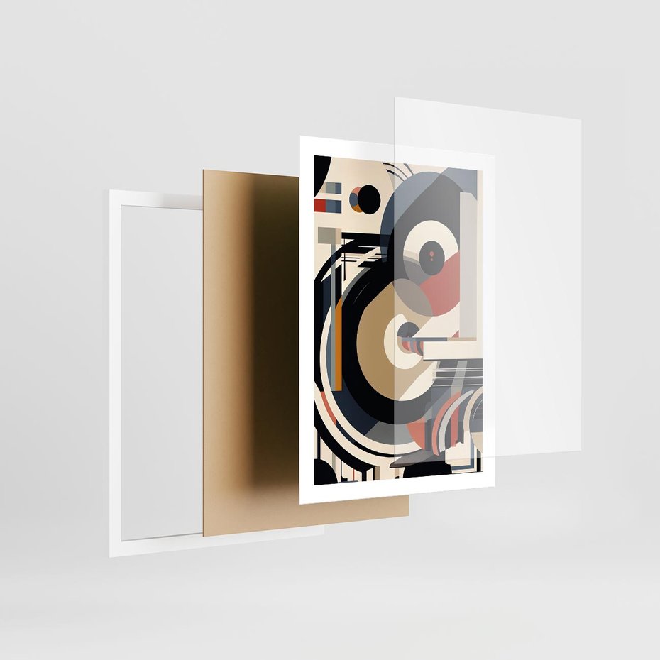 Plakat w ramie 50x70 - Wibracje Marzeń - abstrakcyjny obraz, geometryczne koła - rama biała