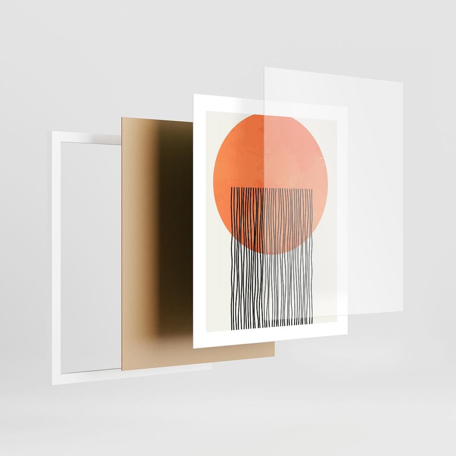 Plakat w ramie 40x50 - Echa Wyobraźni - koło, boho styl - rama biała