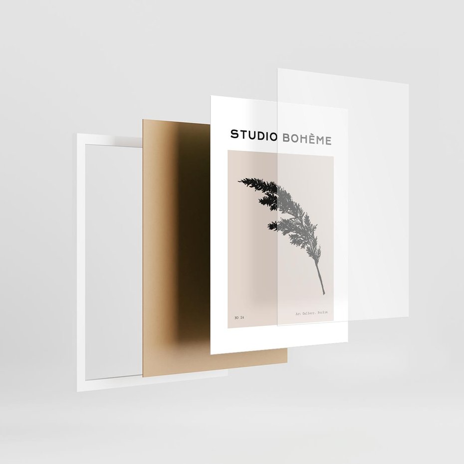 Plakat w ramie 50x70 - Boho Refrakcje Przestrzeni - boho plakat, roślina - rama biała