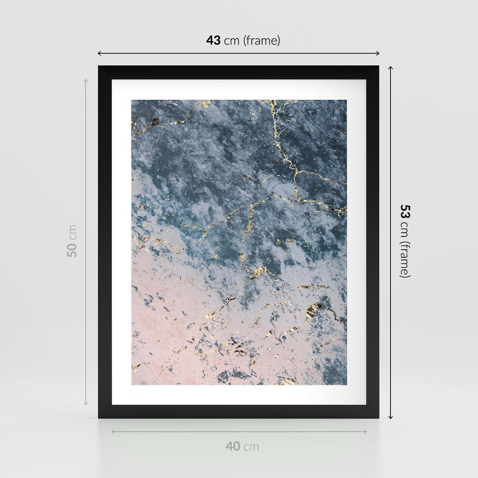 Plakat w ramie 40x50 - Elegancja i Wyrafinowanie - marmur, złoto - rama czarna