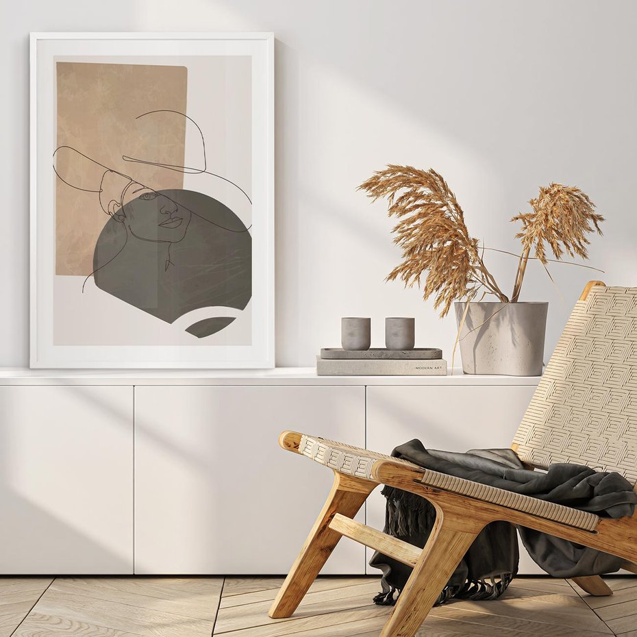 Plakat bez ramy 40x50 - Geometryczna Elegancja: One Line - geometria, nowoczesna sztuka