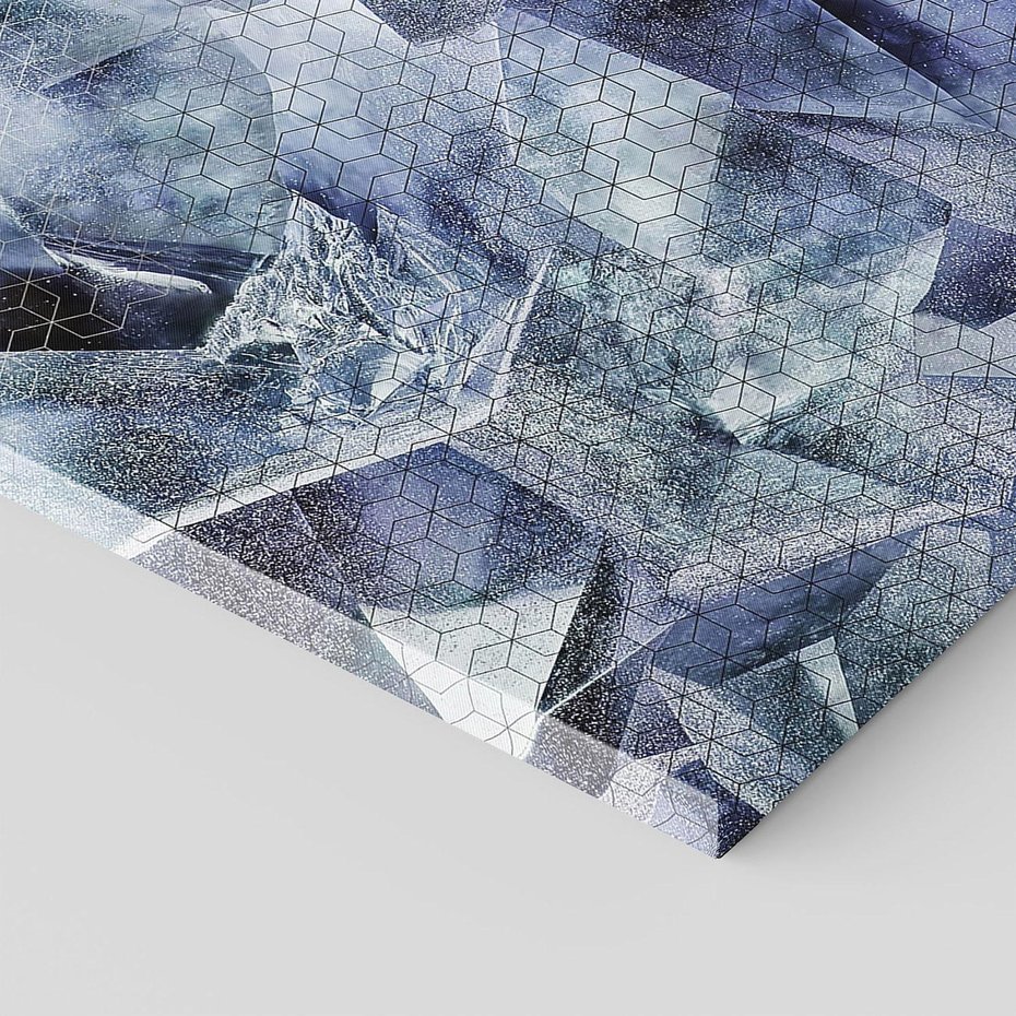 Obraz na płótnie 70x50 - Melodia mgieł i marzeń - abstrakcja w kolorze granatu, przypominająca górę lodową