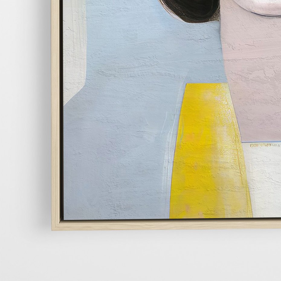 Obraz w ramie 80x120 - Kolorowe Granice Form - abstrakcyjny obraz olejny, portret twarzy kobiety - rama drewno