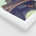 Plakat w ramie 30x40 - Wieża Eiffla w czarno-białej odsłonie - Eiffla, Paryż - rama biała