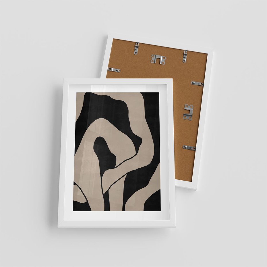 Plakat w ramie 30x40 - Nocne Pochłonięcia - abstrakcyjne linie, mroczny plakat - rama biała