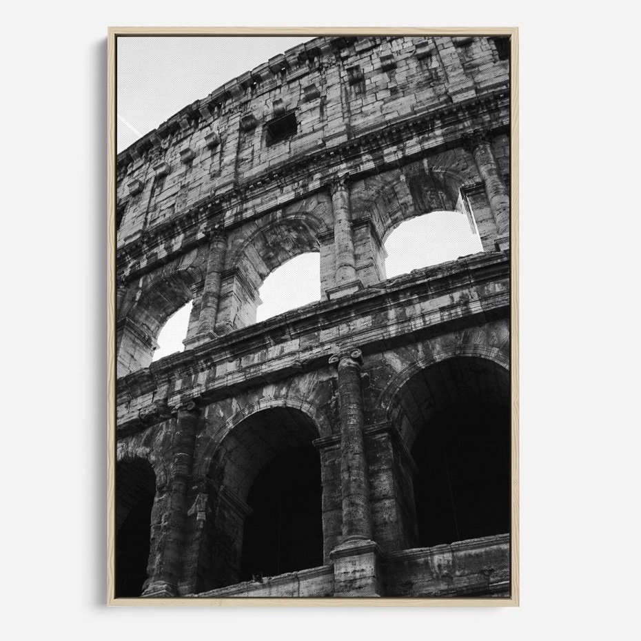 Obraz w ramie 80x120 - Koloseum w Czarnej Bieli - antyczna architektura, koloseum - rama drewno