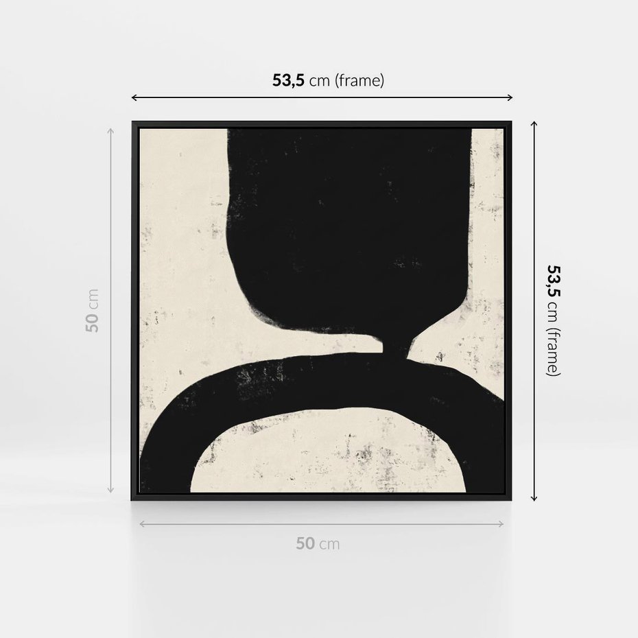 Obraz w ramie 50x50 - Przenikające Plamy - abstrakcyjna sztuka, minimalizm - rama czarna