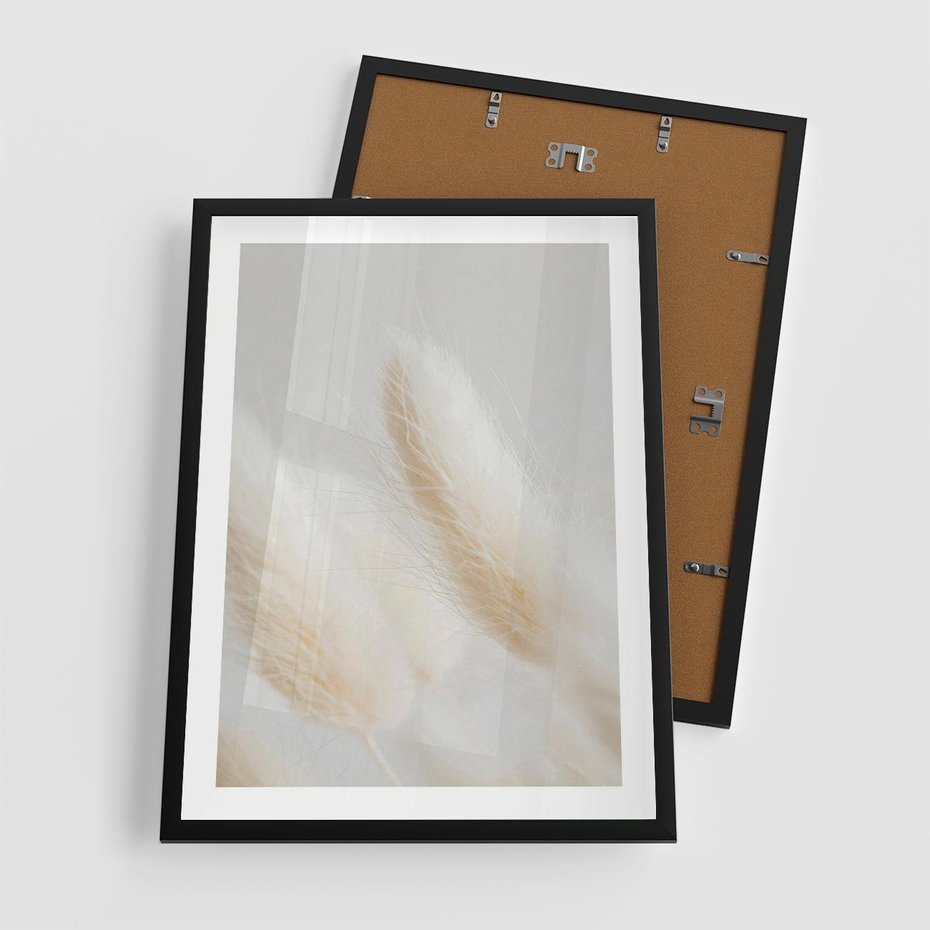 Plakat w ramie 50x70 - Czysty Minimalizm - białe trawy, minimalizm - rama czarna