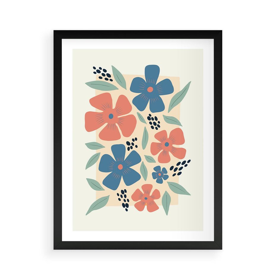 Plakat w ramie 50x70 - Kolorowe liście tęsknot - minimalistyczny plakat, grafika - rama czarna