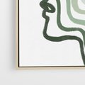 Obraz w ramie 80x80 - Zielony Profil - abstrakcja, zielony portret z profilu - rama drewno
