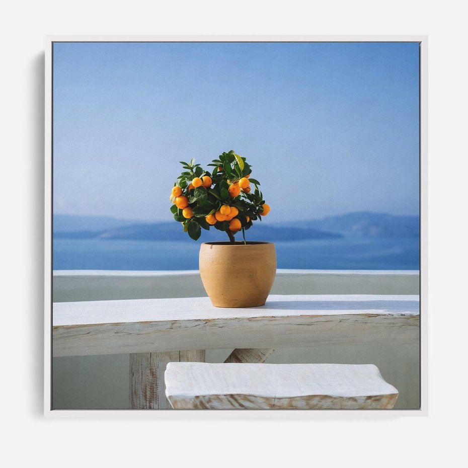 Obraz w ramie 80x80 - Uroki Santorini - Santorini, Grecja - rama biała