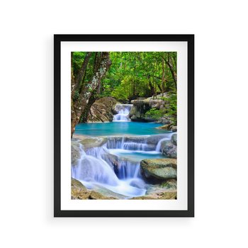 Plakat w ramie 40x50 - Siła Rzeki i Urok Wodospadu - rzeka, wodospad - rama czarna