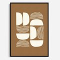 Obraz w ramie 50x70 - Wewnętrzne Spektrum - geometryczne boho kształty na brązowym, karmelowym tle - rama czarna