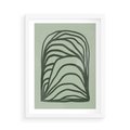 Plakat w ramie 50x70 - Zielonkawy Uścisk Natury - abstrakcyjny zielony motyw, skandynawski design - rama biała