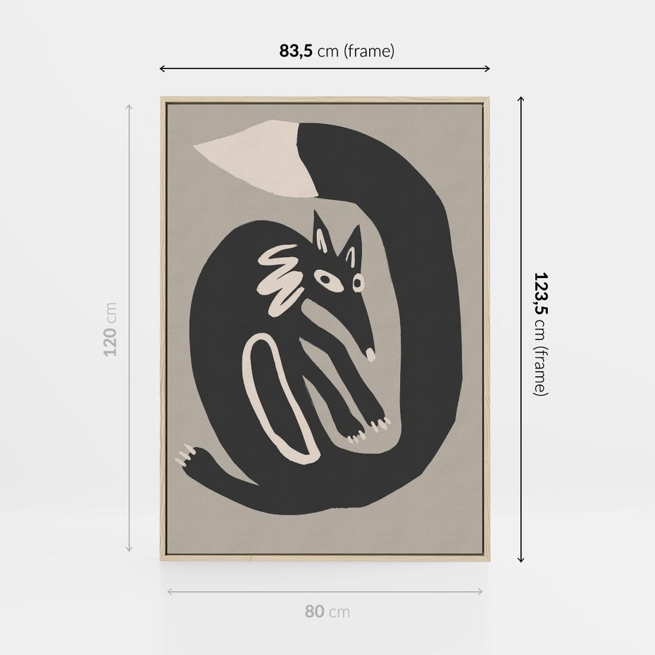 Obraz w ramie 80x120 - Migotliwe Echa Skandynawii - skandynawska sztuka, lis - rama drewno