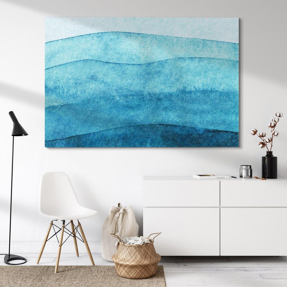 Obraz na płótnie 120x80 - Kolorowe fale akwareli - akwarela, fale