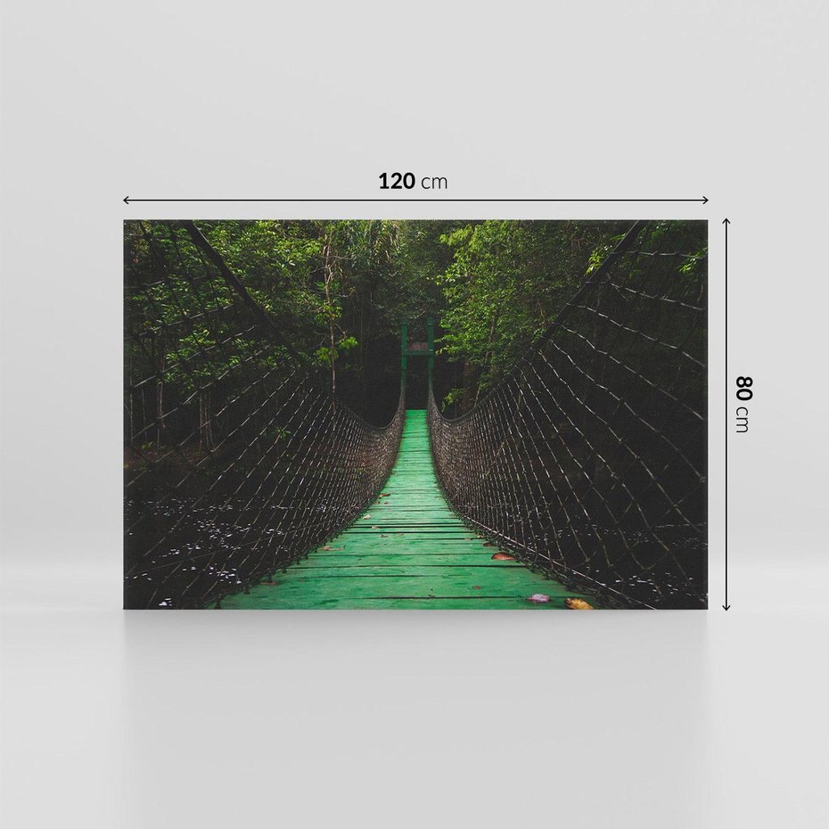 Obraz na płótnie 120x80 - Most linowy w lesie - most, linowy