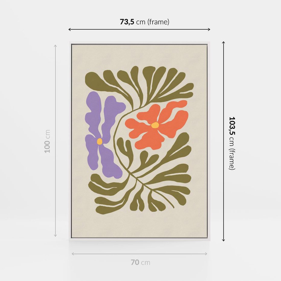 Obraz w ramie 70x100 - Bezgraniczne Impresje - kwiaty, abstrakcja - rama biała