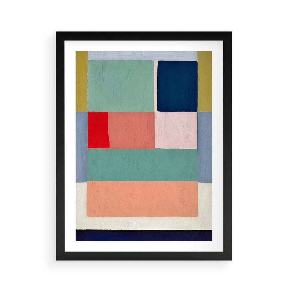 Plakat w ramie 50x70 - Bezgraniczne Nastroje Harmonii - abstrakcyjne geometryczne kształty, olejny obraz - rama czarna