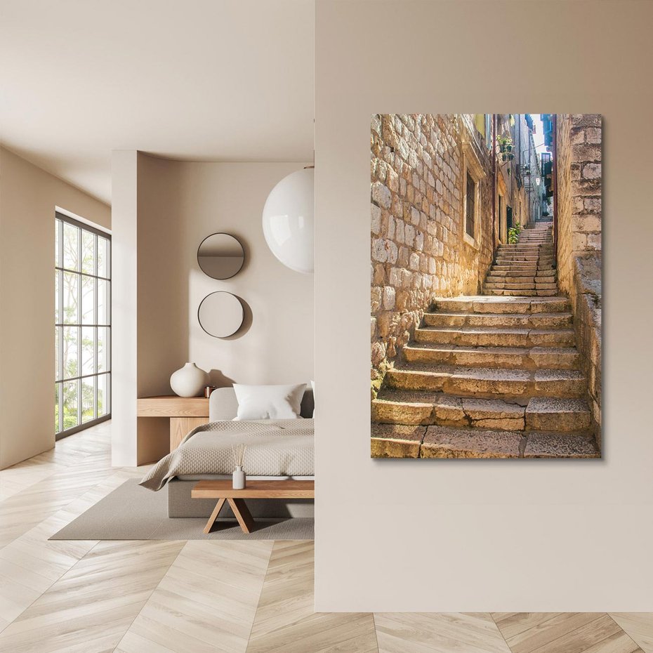 Obraz na płótnie 50x70 - Uliczka: perspektywa miejskiego krajobrazu - uliczka, perspektywa