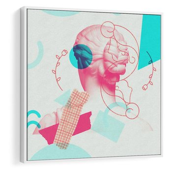 Obraz w ramie 80x80 - Sztuka w Różach - nowoczesna sztuka, kolaż ze zdjęć - rama biała