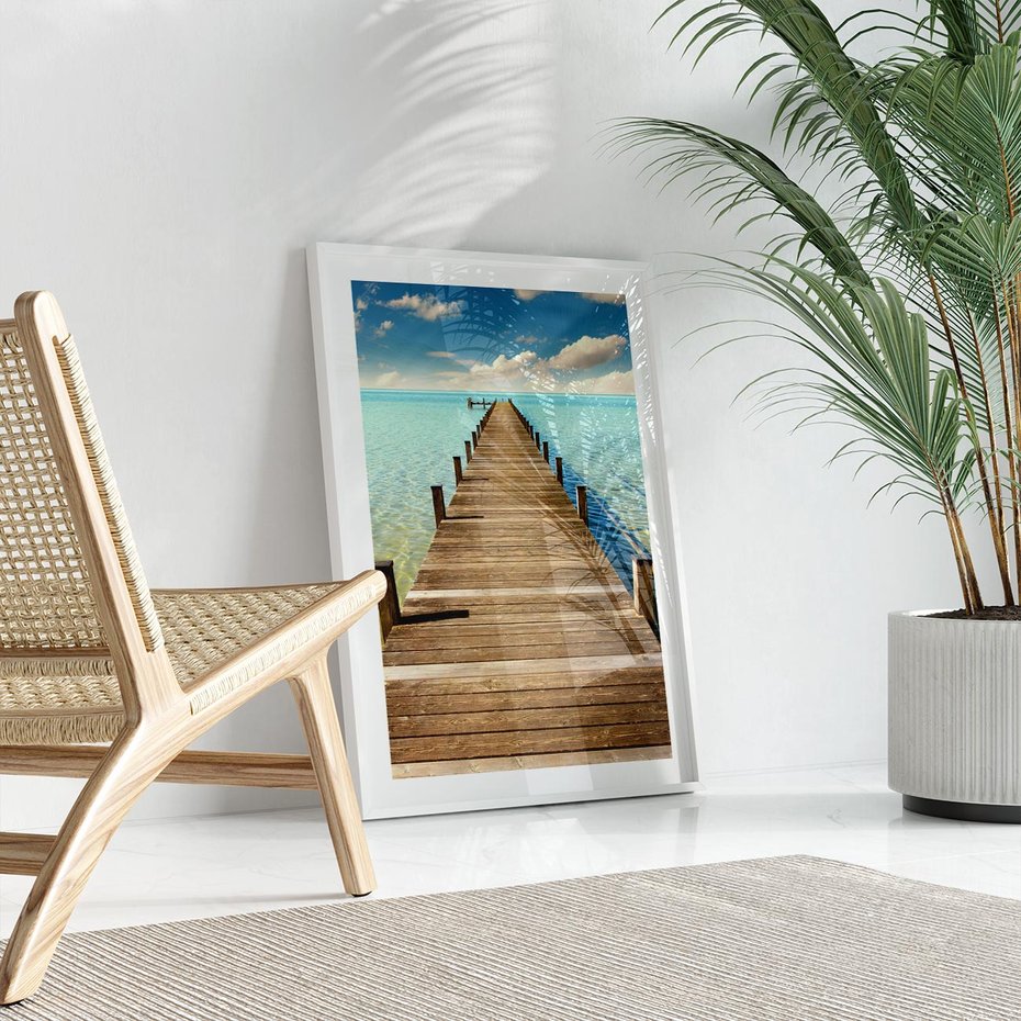 Plakat bez ramy 50x70 - Pomost nad morską przestrzenią - pomost, morze