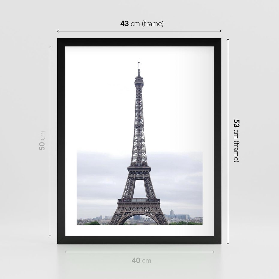 Plakat w ramie 40x50 - Eiffla w mglistym świetle - Eiffla, Paryż - rama czarna