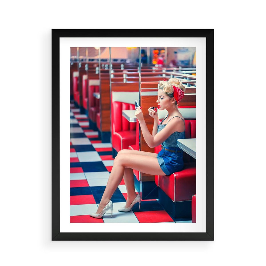 Plakat w ramie 50x70 - Ikoniczna Uroda - retro, Marylin Monroe - rama czarna