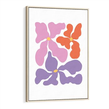 Obraz w ramie 80x120 - Bezgraniczne Wibracje - abstrakcyjne kolorowe kwiaty, minimlizm - rama drewno