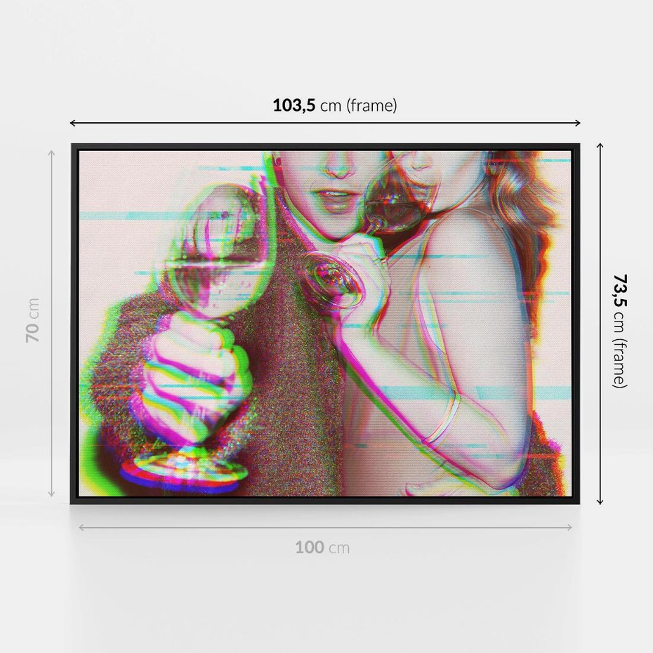 Obraz w ramie 100x70 - Zakochani na Kliszy - zdjecie, stara prześwietlona klisza - rama czarna