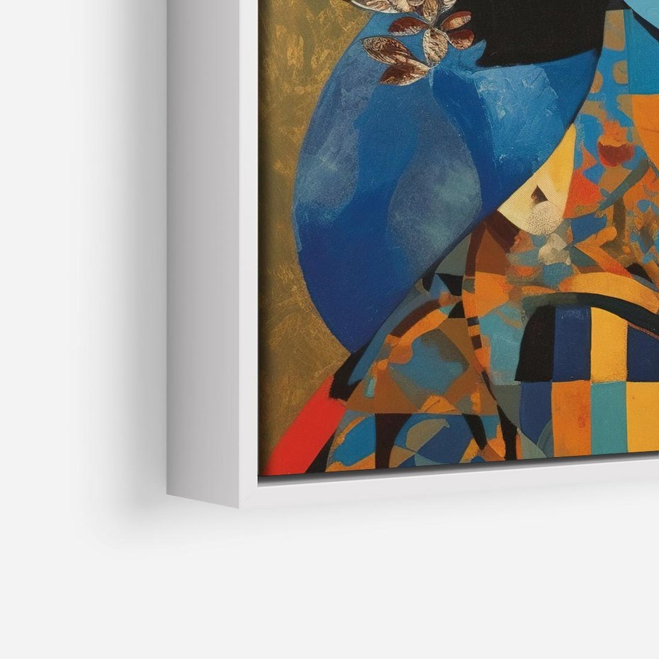 Obraz w ramie 80x80 - Impresje Cichego Szeptu - abstrakcyjny obraz, portret kobiety - rama biała