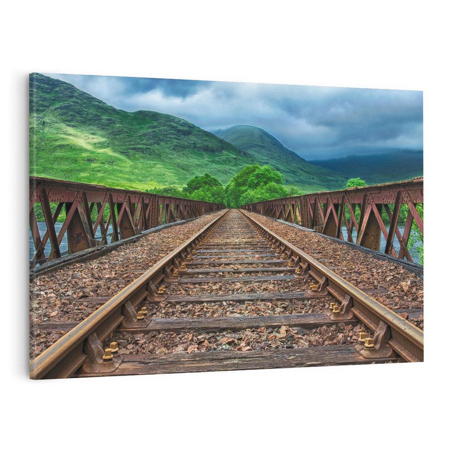 Obraz na płótnie 120x80 - Most Kolejowy - Tropy Podróży w Nocnej Ciszy - most, kolej