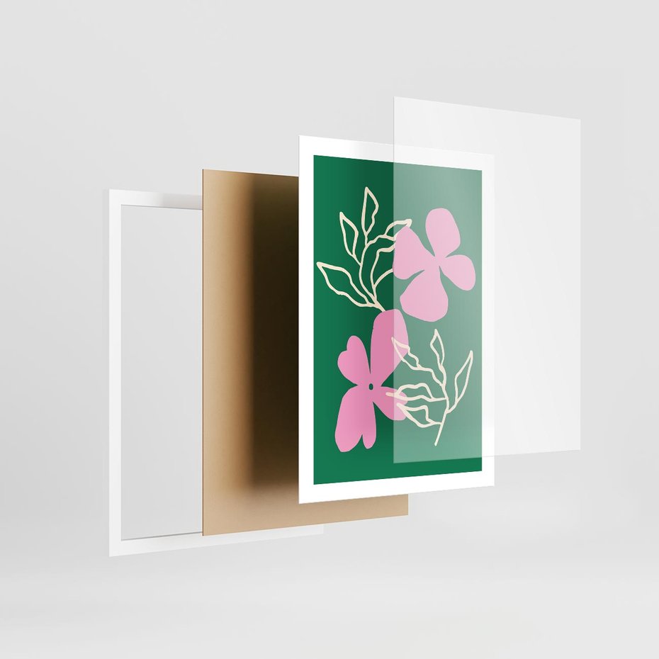 Plakat w ramie 50x70 - Wewnętrzne Fale - abstrakcyjny plakat, boho styl - rama biała