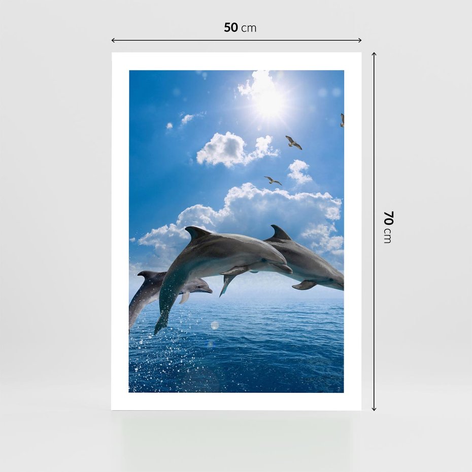 Plakat bez ramy 50x70 - Spotkanie z naturą - morze, delfiny