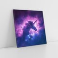 Obraz na płótnie 30x30 - Mityczna podróż - kosmos, jednorożec