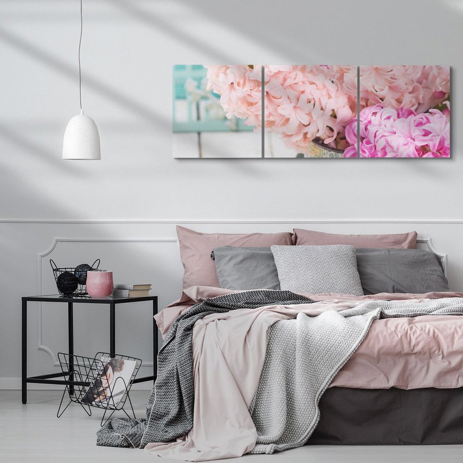 Obraz na płótnie 120x40 - Kwiatowa harmonia hiacyntów - kwiaty, hiacynty