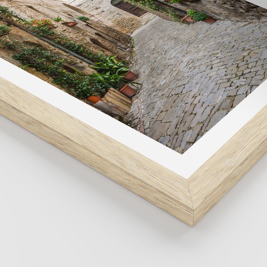 Plakat w ramie 30x40 - Urok Uliczki we Włoszech - uliczka, Włochy - rama drewno