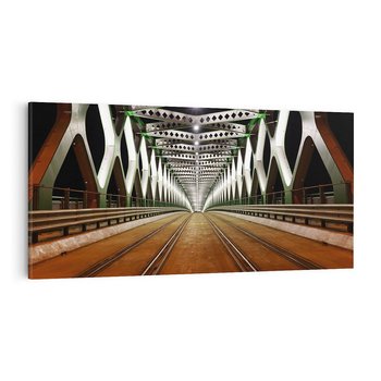 Obraz na płótnie 120x60 - Most kolejowy w nocy - most, kolej