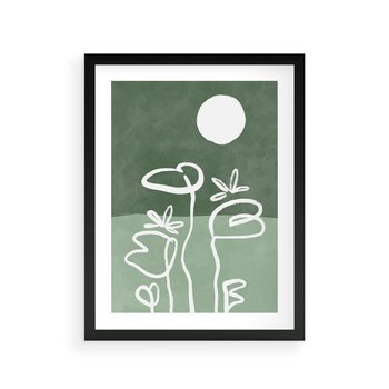 Plakat w ramie 30x40 - Wibracje Naturalnej Równowagi - zielony plakat, roślinne inspiracje - rama czarna