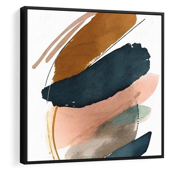 Obraz w ramie 50x50 - Migocące Impresje Przestrzeni - abstrakcyjny obraz, kolory ciepłe - rama czarna