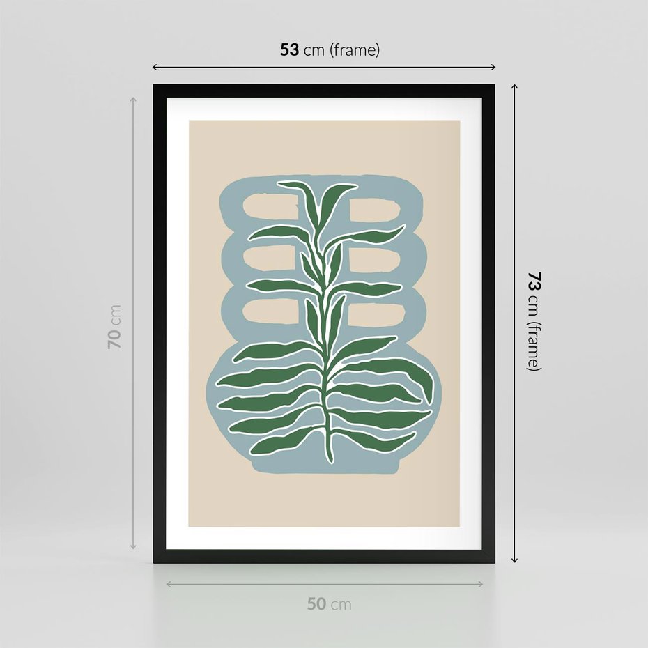 Plakat w ramie 50x70 - Wewnętrzne Spektrum - boho styl, wazon - rama czarna