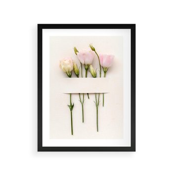 Plakat w ramie 40x50 - Białe kwiatowe uniesienia - białe, kwiaty - rama czarna