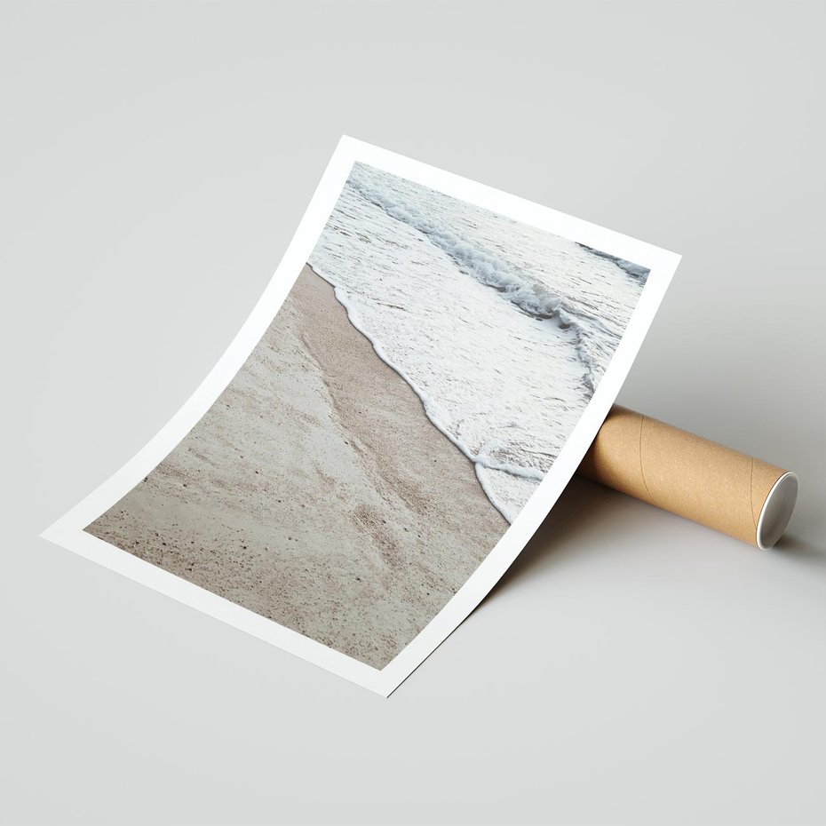 Plakat bez ramy 40x50 - Brzeg Morza: Malownicza Plaża i Fale - morze, plaża