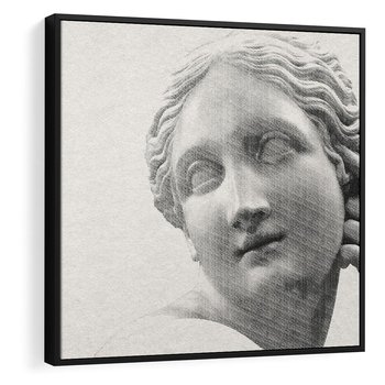 Obraz w ramie 50x50 - Szarość w Kamieniu - monochromatyczna marmurowa rzeźba, odcienie szarości - rama czarna