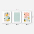 Zestaw obrazy w ramie 50x70 galeria - Monstera, liście, pastelowe, nowoczesne - rama biała