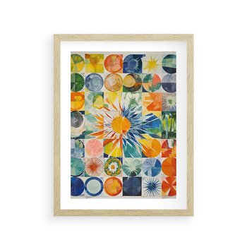Plakat w ramie 40x50 - Rozkwitające Wzory Abstrakcji - abstrakcyjny obraz, mnogość kolorów - rama drewno