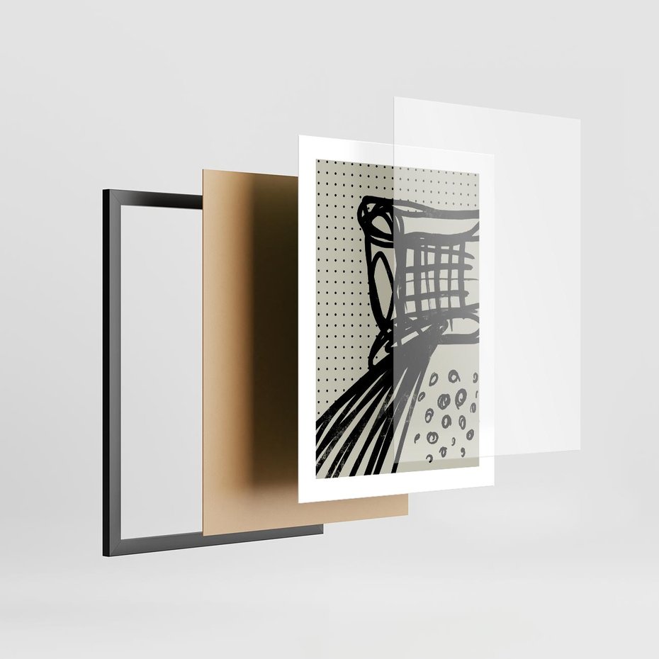 Plakat w ramie 30x40 - Złudne Kontemplacje - abstrakcyjna mroczna kompozycja, nieregularne - rama czarna