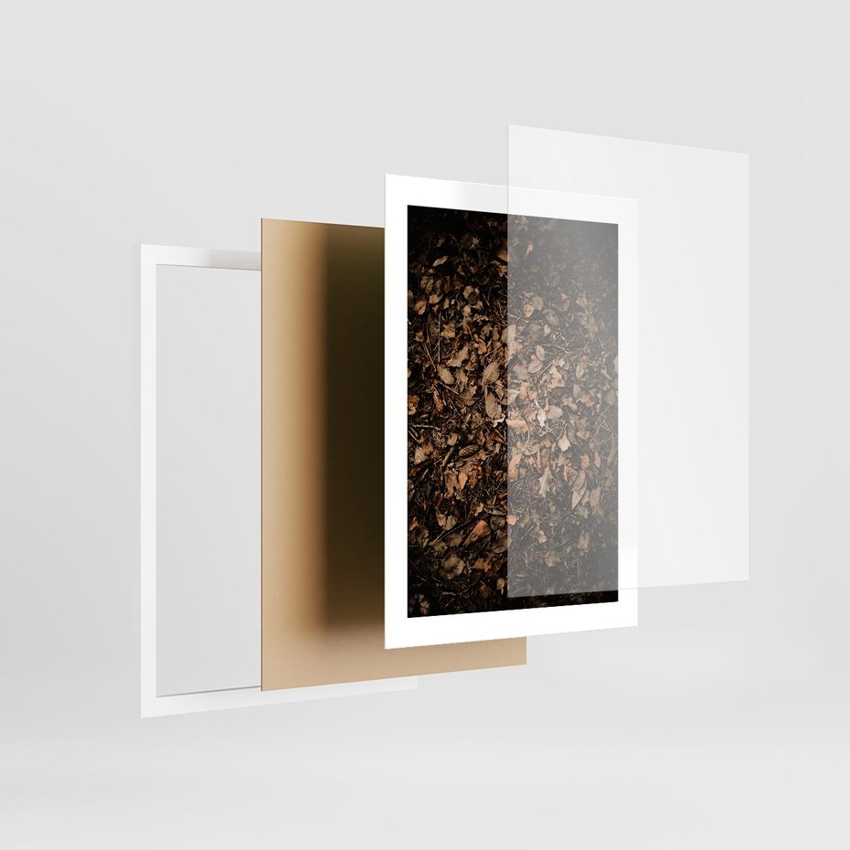 Plakat w ramie 30x40 - Brązowe Liście w Scenerii - suche liście jesień brąz - rama biała