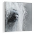 Obraz w ramie 50x50 - Oko Mocy - czarno białe zdjęcie, zbliżenie makro na oko konia - rama biała